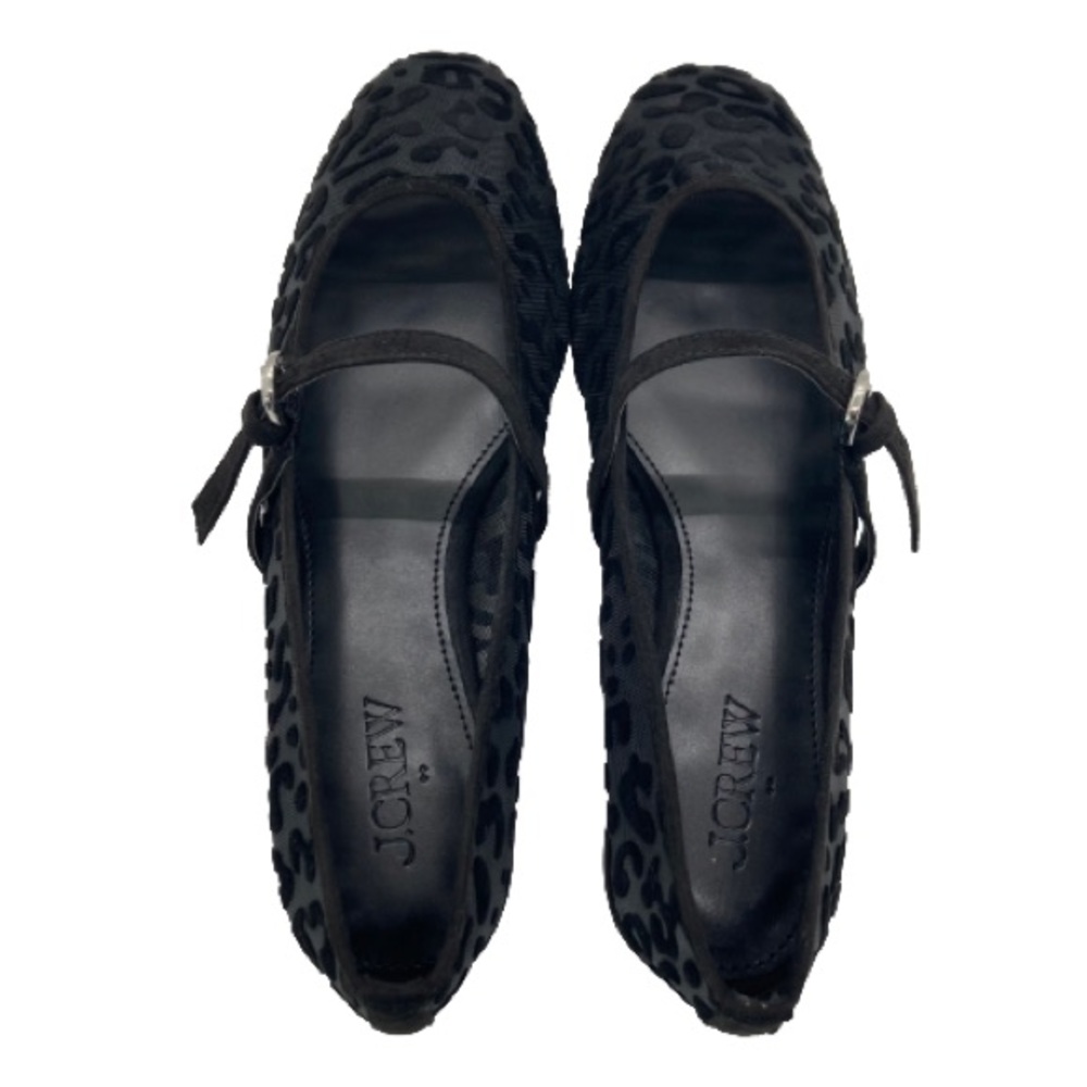 J. Crew Factory Black Leopard mesh Mary Jane flats 8 - Picture 5 of 10